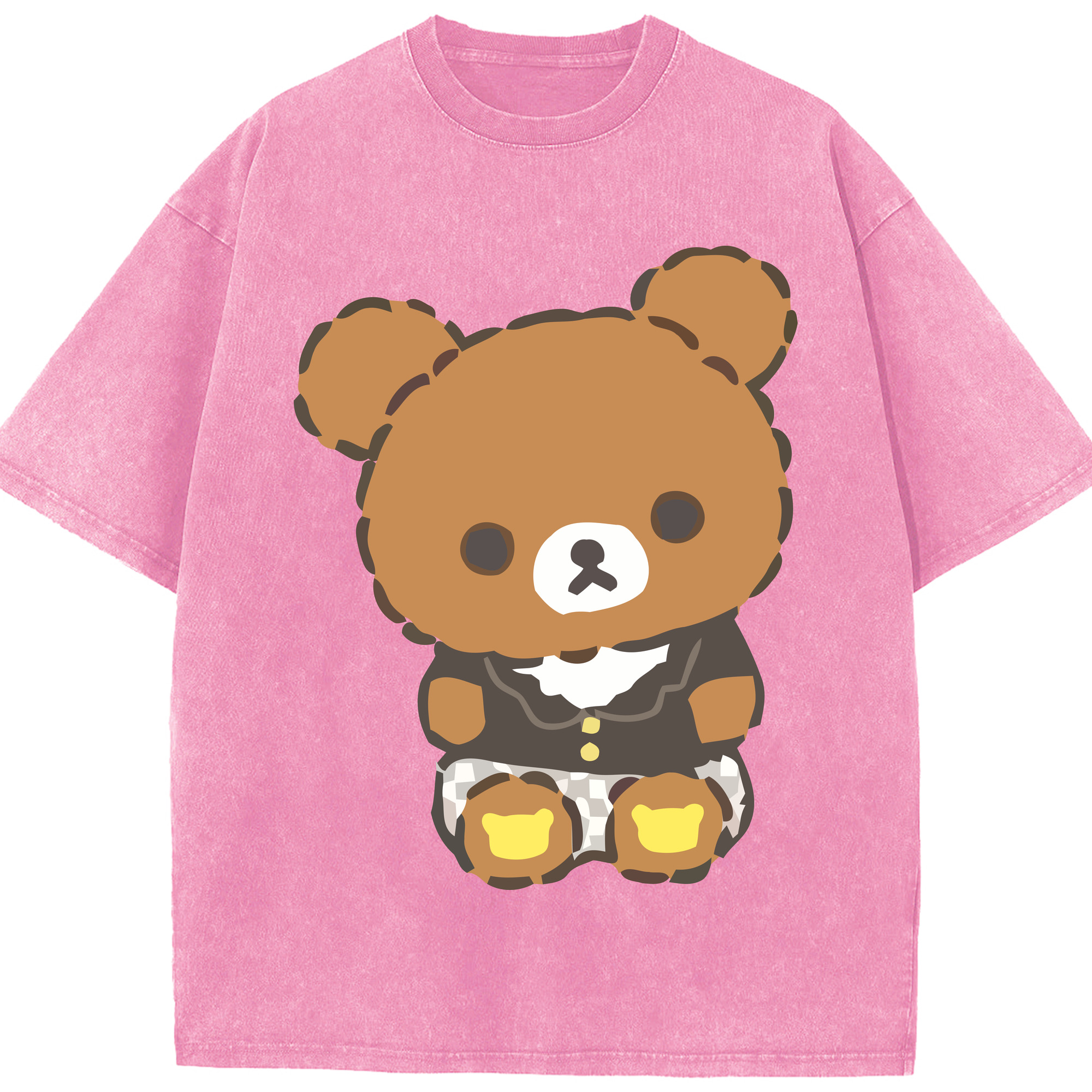 （画像用） リラックマ リラックマ キイロイトリ Rilakkuma Korilakkuma Kiiroitori 綿100% ヴィンテージ風 半袖Tシャツ（フロントプリント）